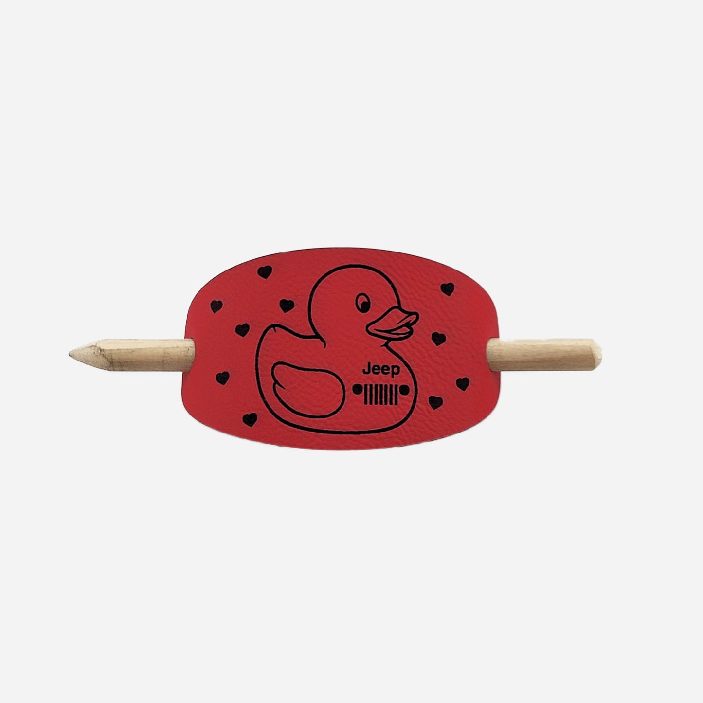 Duck Oval Hair Barrette - Red & Black