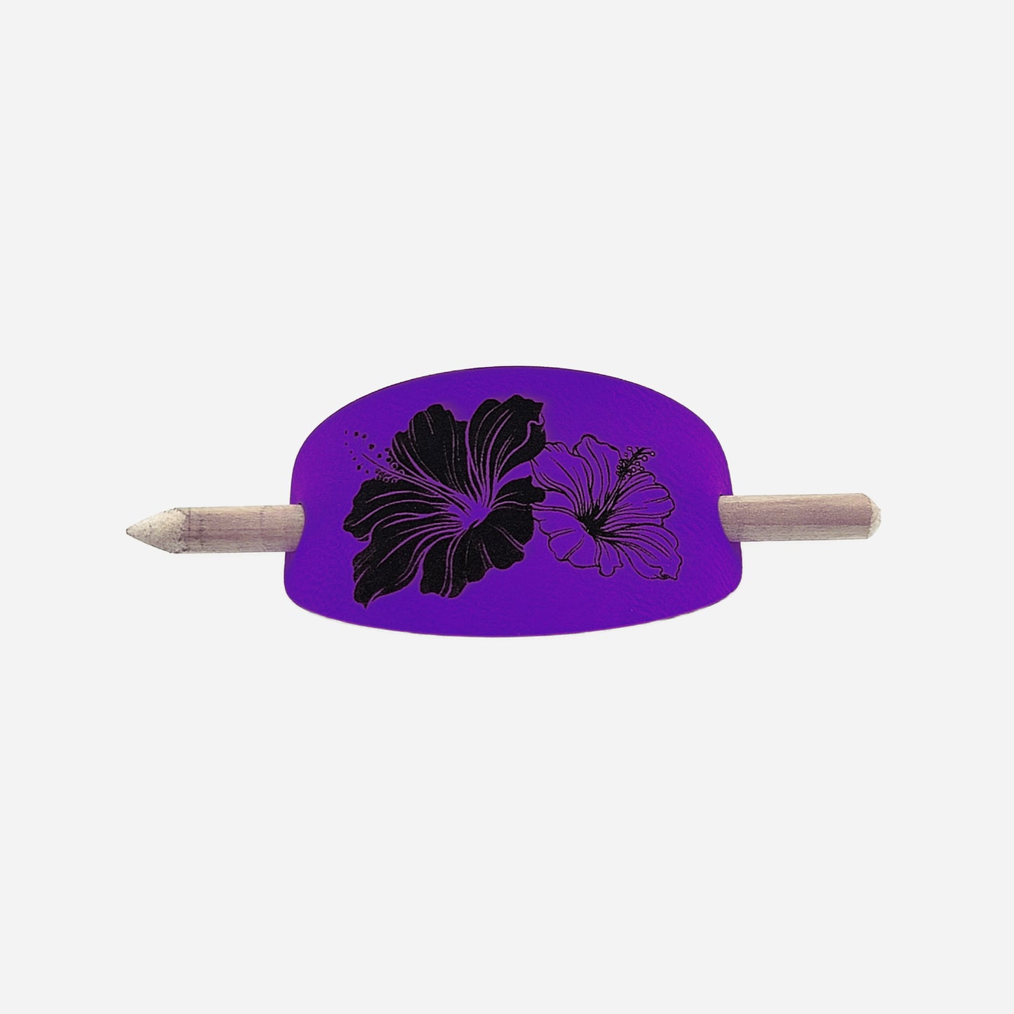 Hibiscus Oval Hair Barrette - Purple & Black
