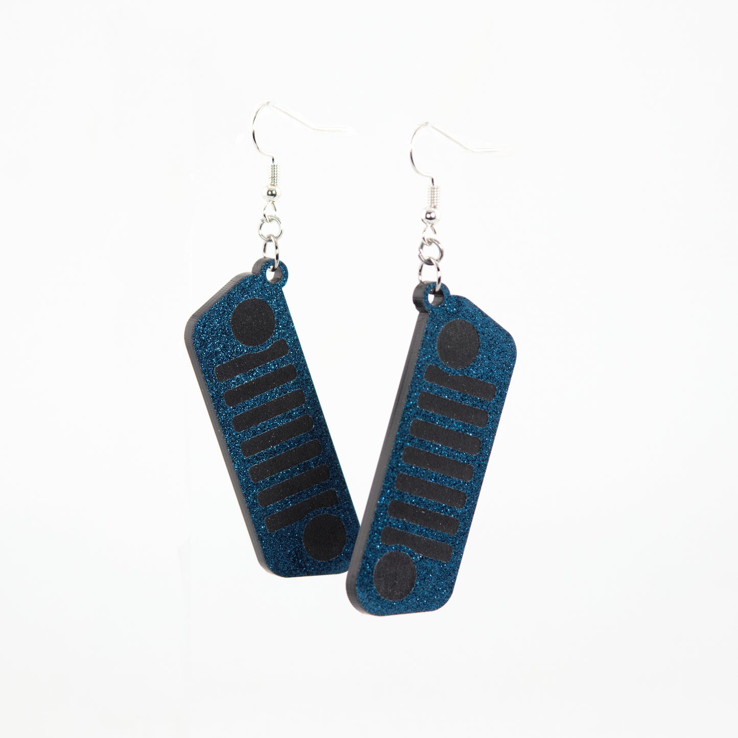 Jeep JL Blue Glitter Grill Acrylic Earrings
