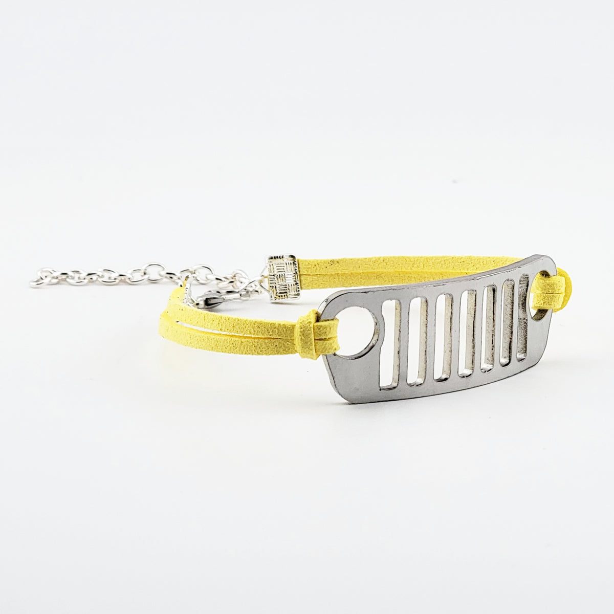 Jeep Grill Stainless Steel and Suede Bracelet - Yellow
