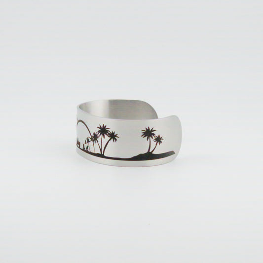 Jeeping at the Beach Stainless Steel Wide Bracelet