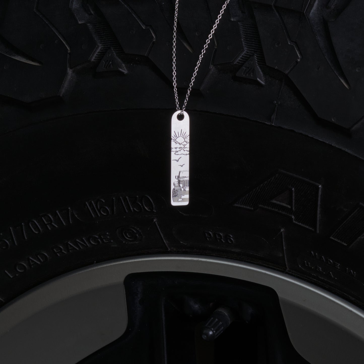 Jeep Fun In The Sun Stainless Steel Pendant Necklace