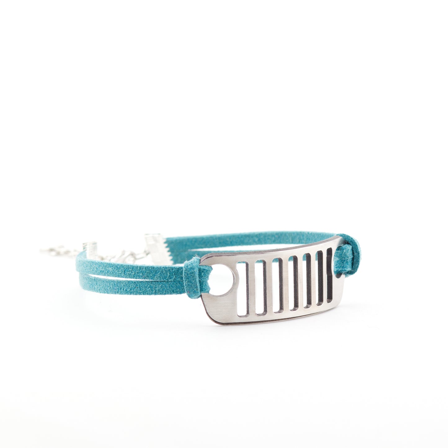 Jeep Grill Stainless Steel and Suede Bracelet - Aqua
