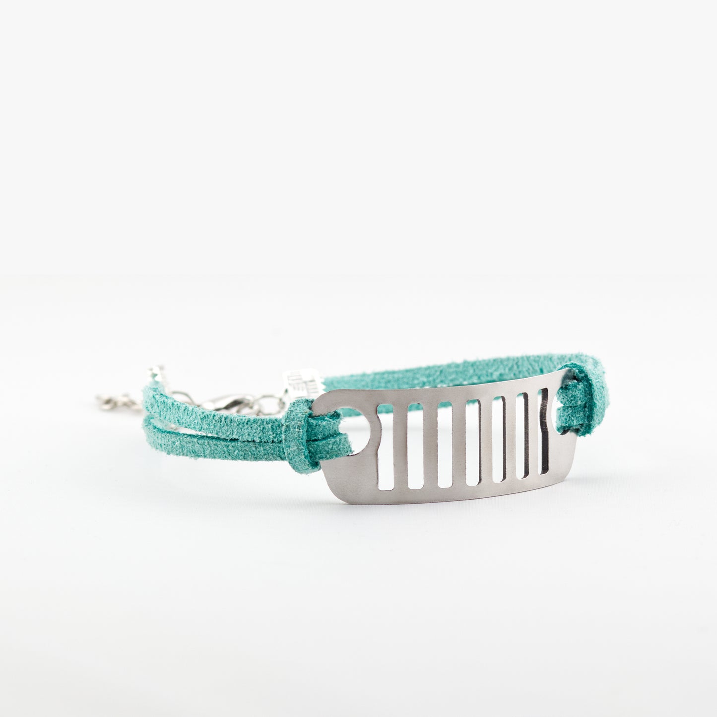 Jeep Grill Stainless Steel and Suede Bracelet - Teal