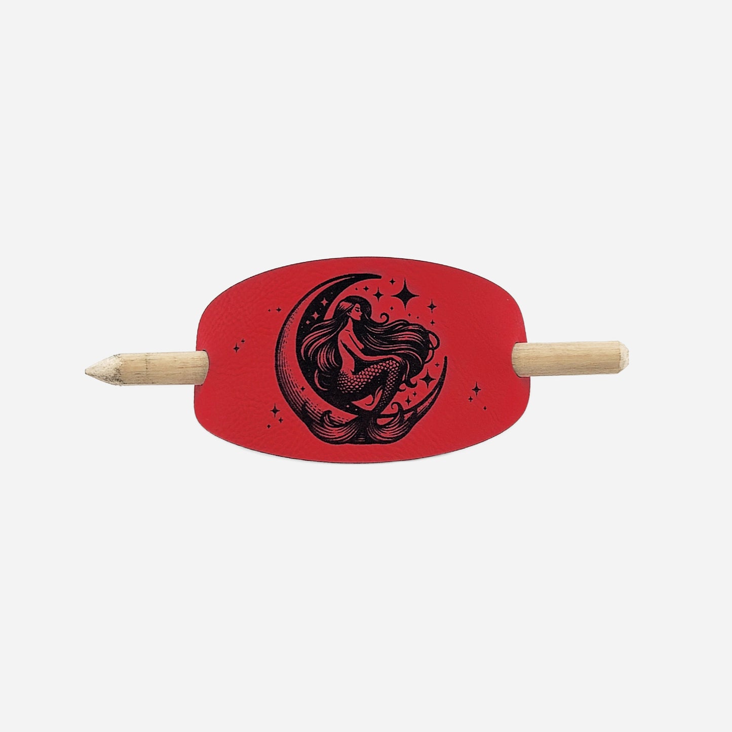Mermaid Oval Hair Barrette - Red & Black