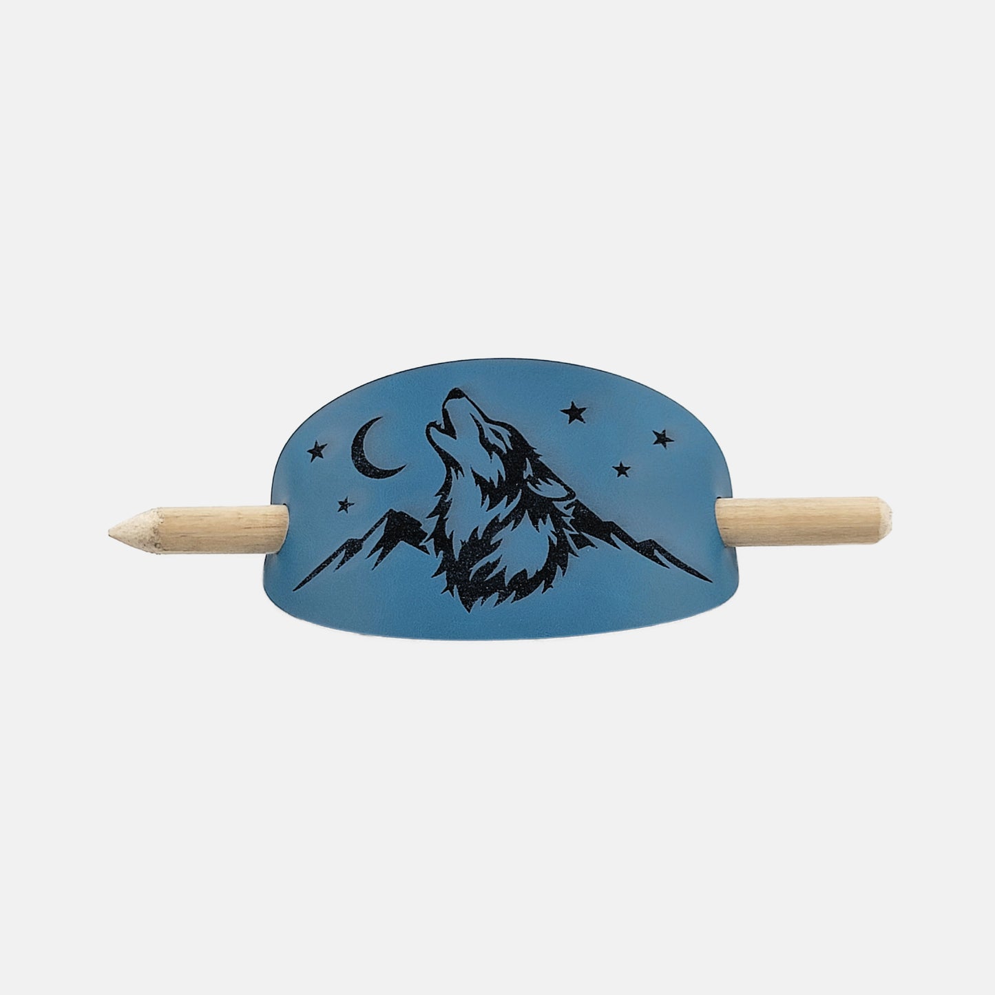 Mountain Wolf Hair Barrette - Blue & Black
