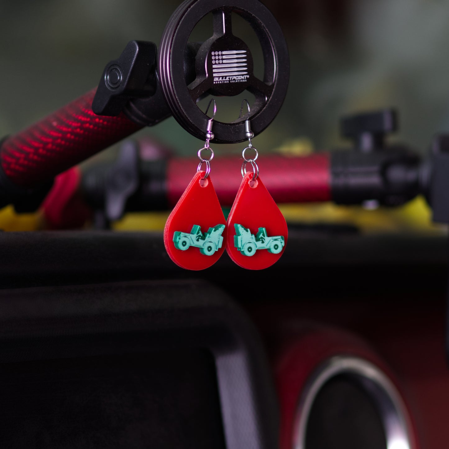 Jeep with Christmas Tree Acrylic Earrings