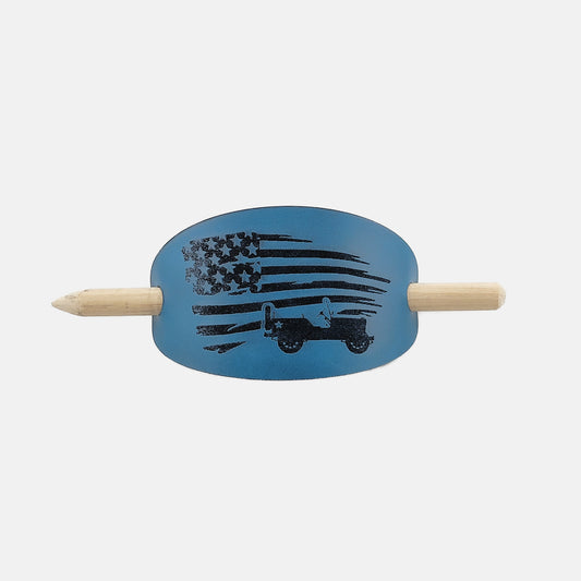 American Jeep Hair Barrette - Blue & Black