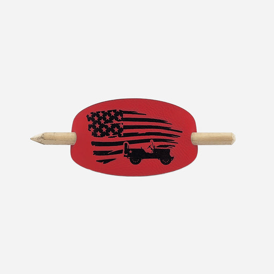 American Jeep Hair Barrette - Red & Black