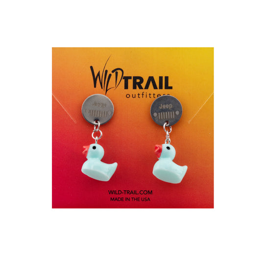Duck Dangle Earrings - Light Blue