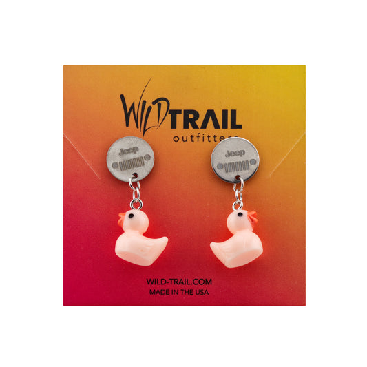 Duck Dangle Earrings - Pink