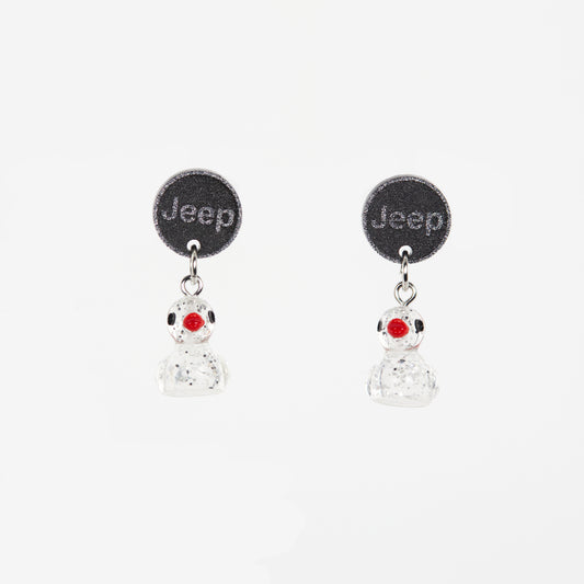 Duck Dangle Earrings - Clear with Silver Speckles