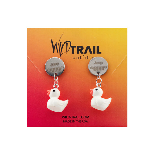 Duck Dangle Earrings - White