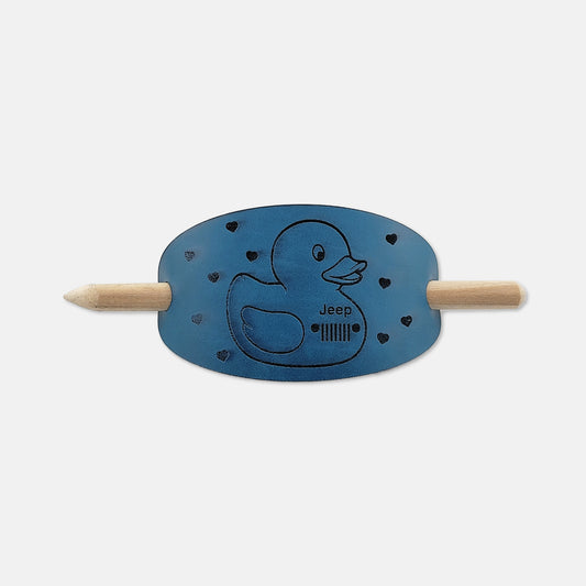 Duck Oval Hair Barrette - Blue & Black