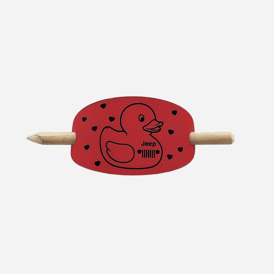 Duck Oval Hair Barrette - Red & Black