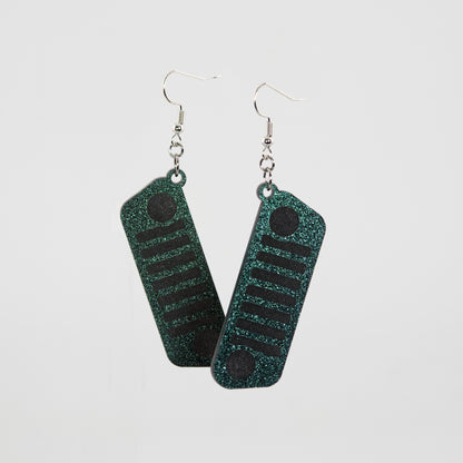 Jeep JL Emerald Glitter Grill Acrylic Earrings