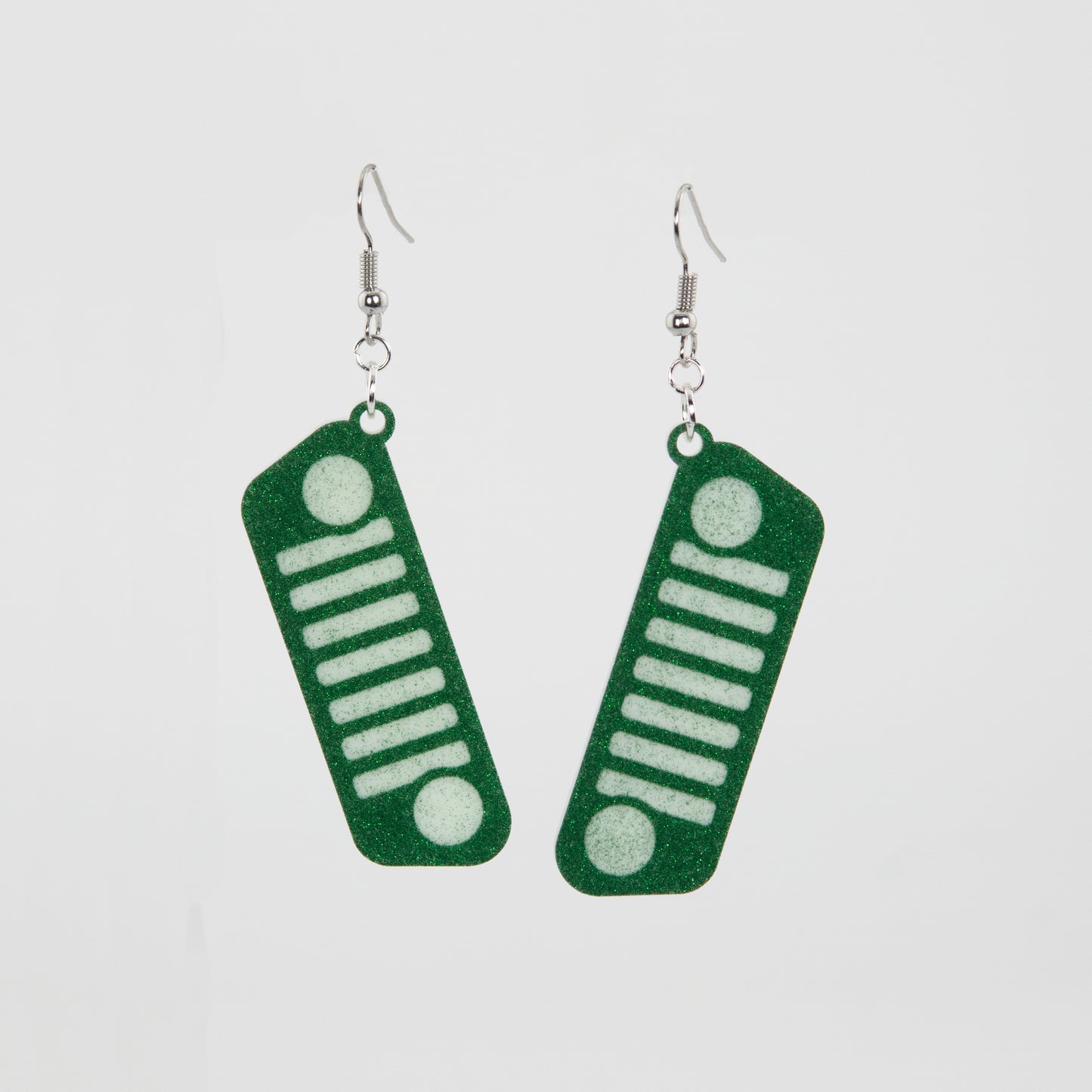 Jeep JL Green Glitter Grill Acrylic Earrings