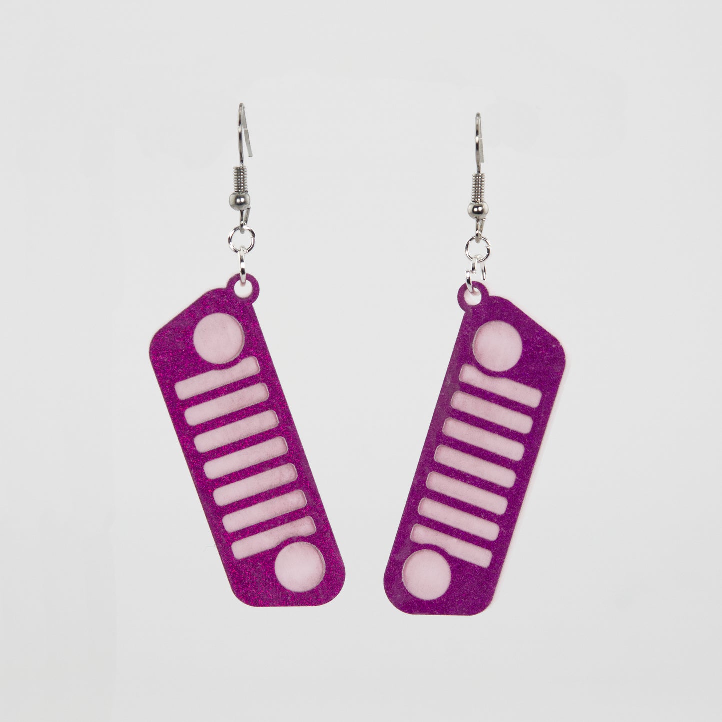 Jeep JL Pink Glitter Grill Acrylic Earrings