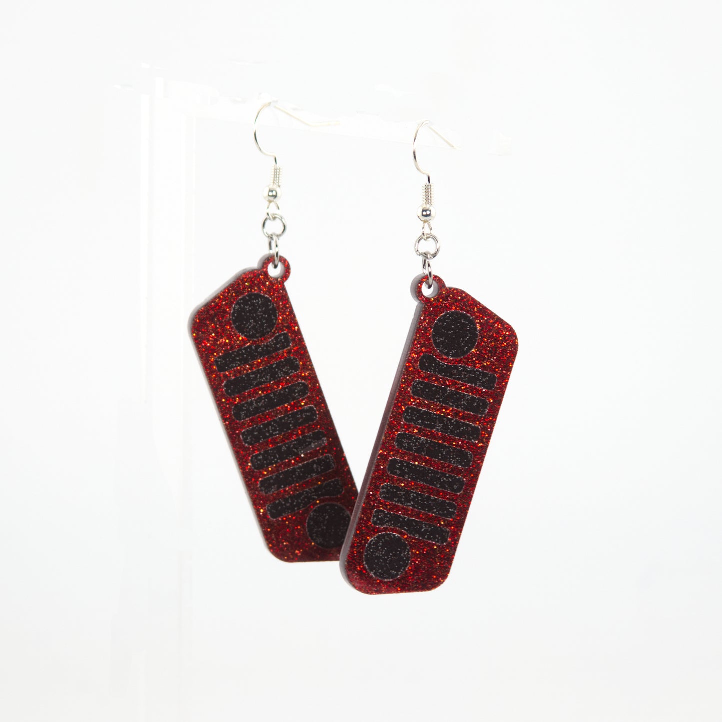 Jeep JL Red Glitter Grill Acrylic Earrings