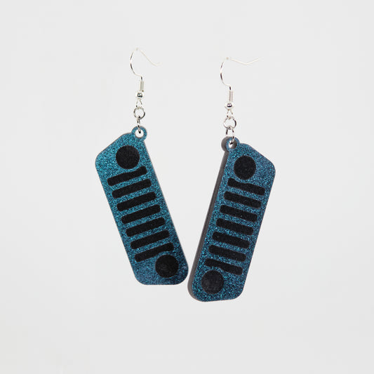 Jeep JL Sapphire Glitter Grill Acrylic Earrings