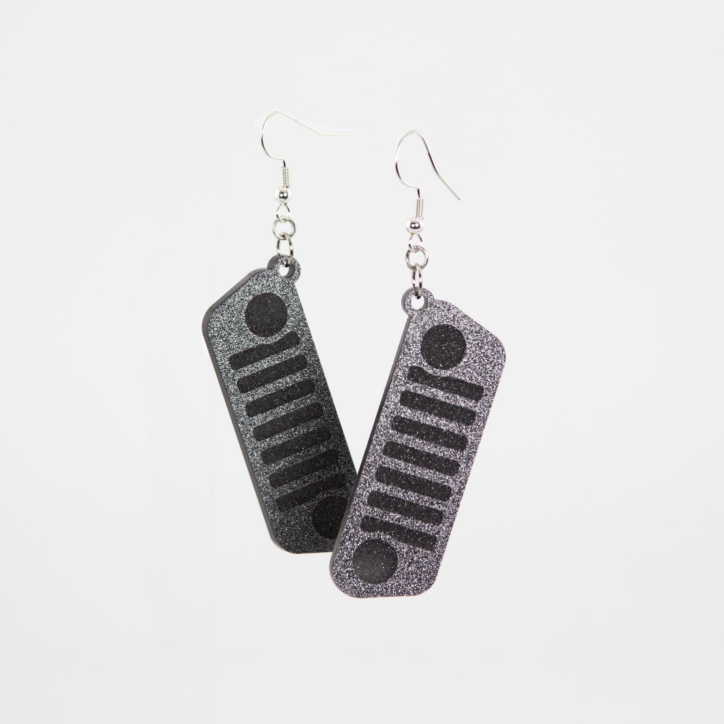 Jeep JL Silver Glitter Grill Acrylic Earrings
