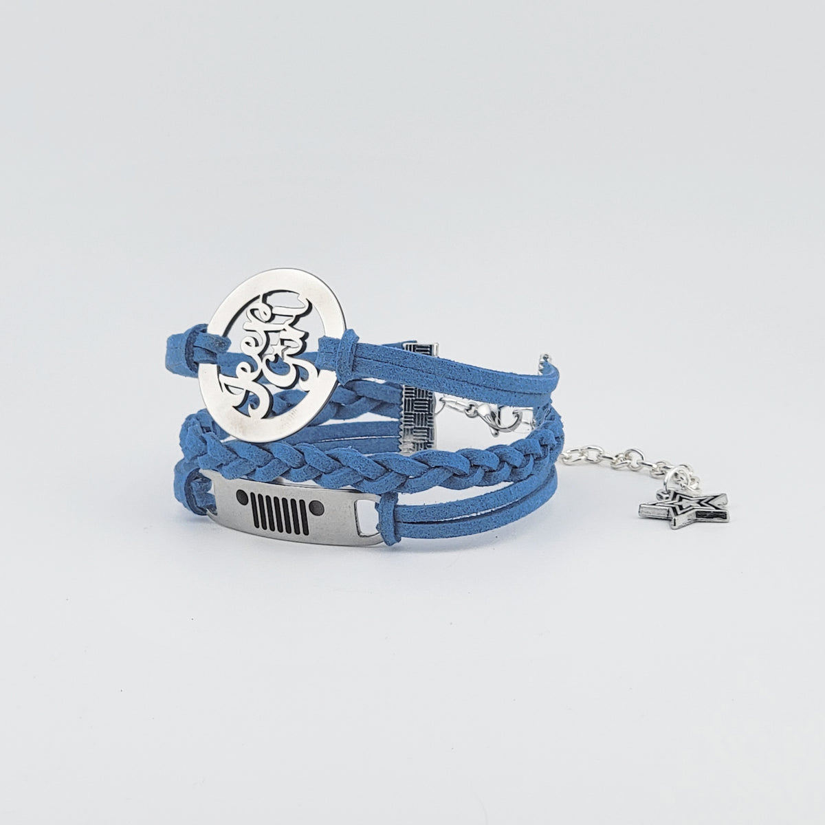 Jeep Girl Stainless Steel and Suede Bracelet - Blue