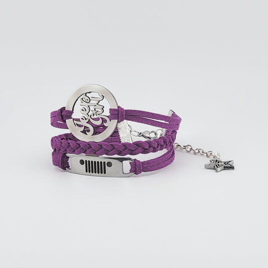 Jeep Girl Stainless Steel and Suede Bracelet - Purple