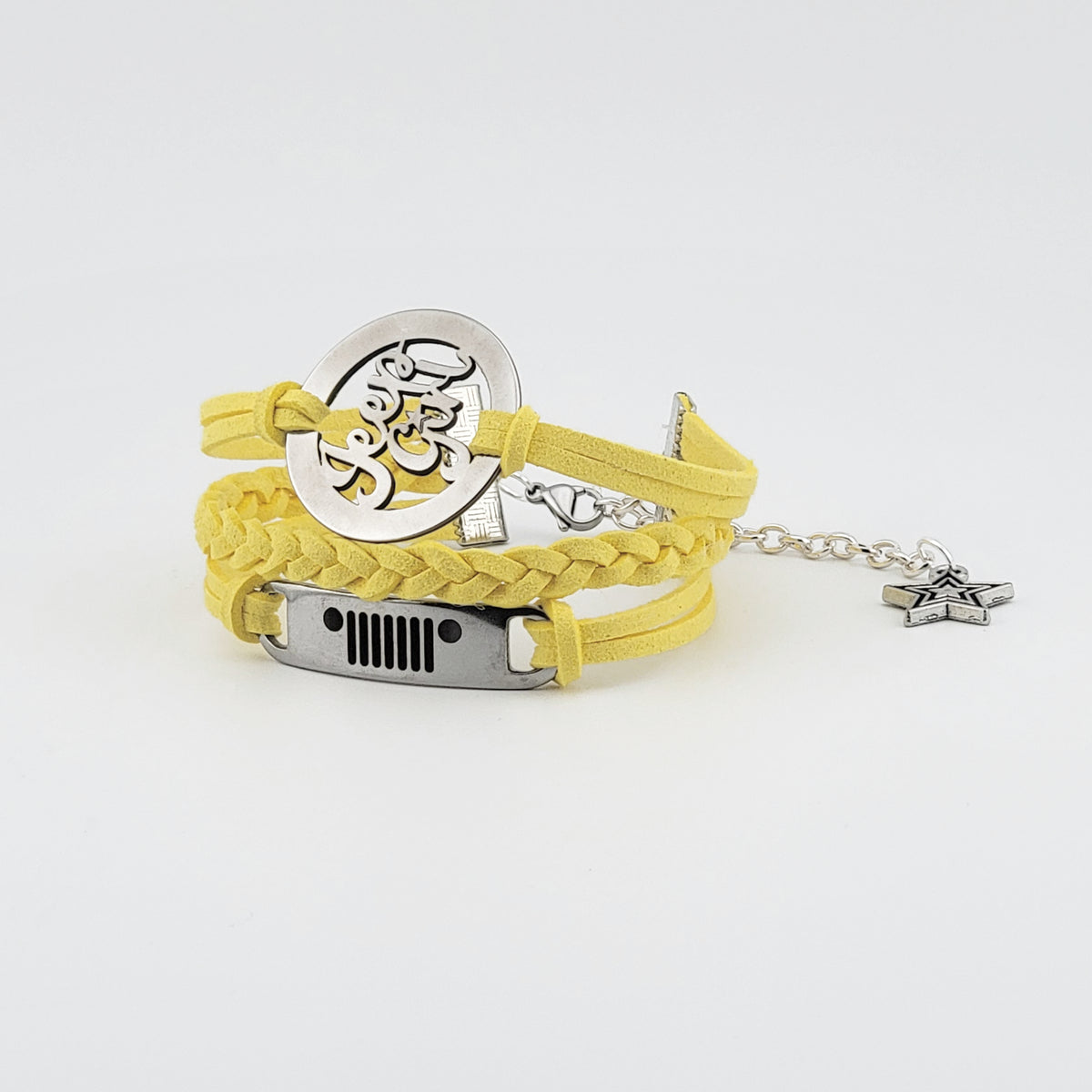 Jeep Girl Stainless Steel and Suede Bracelet - Yellow