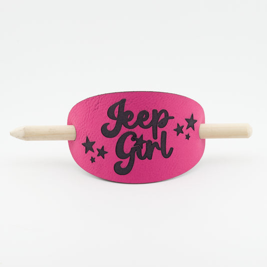 Jeep Girl Oval Hair Barrette - Pink & Black