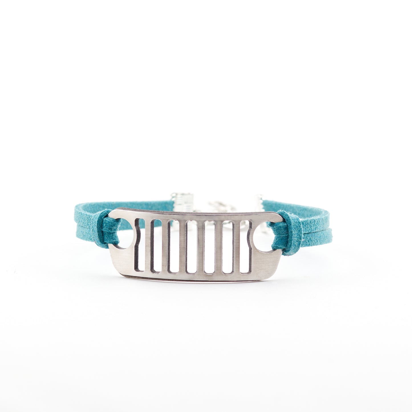 Jeep Grill Stainless Steel and Suede Bracelet - Aqua