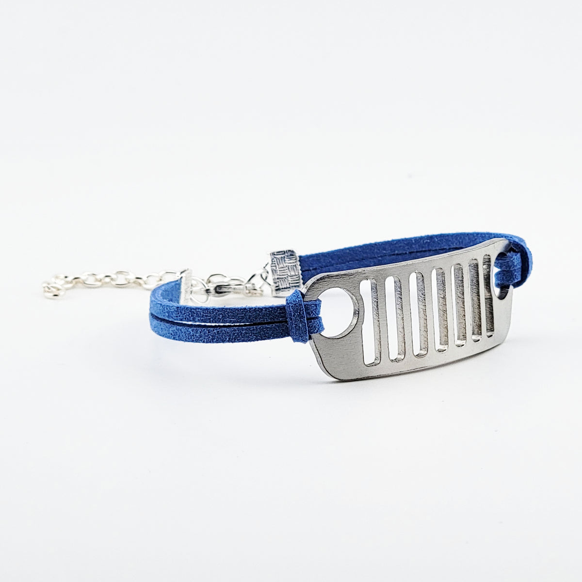 Jeep Grill Stainless Steel and Suede Bracelet - Blue