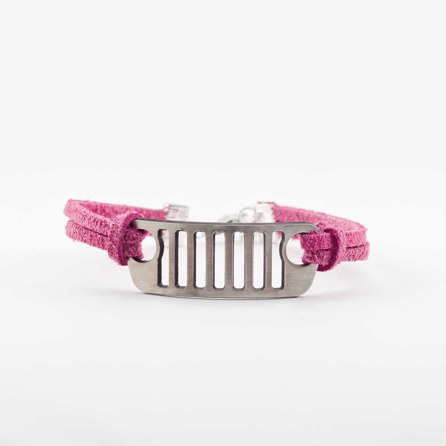 Jeep Grill Stainless Steel and Suede Bracelet - Pink