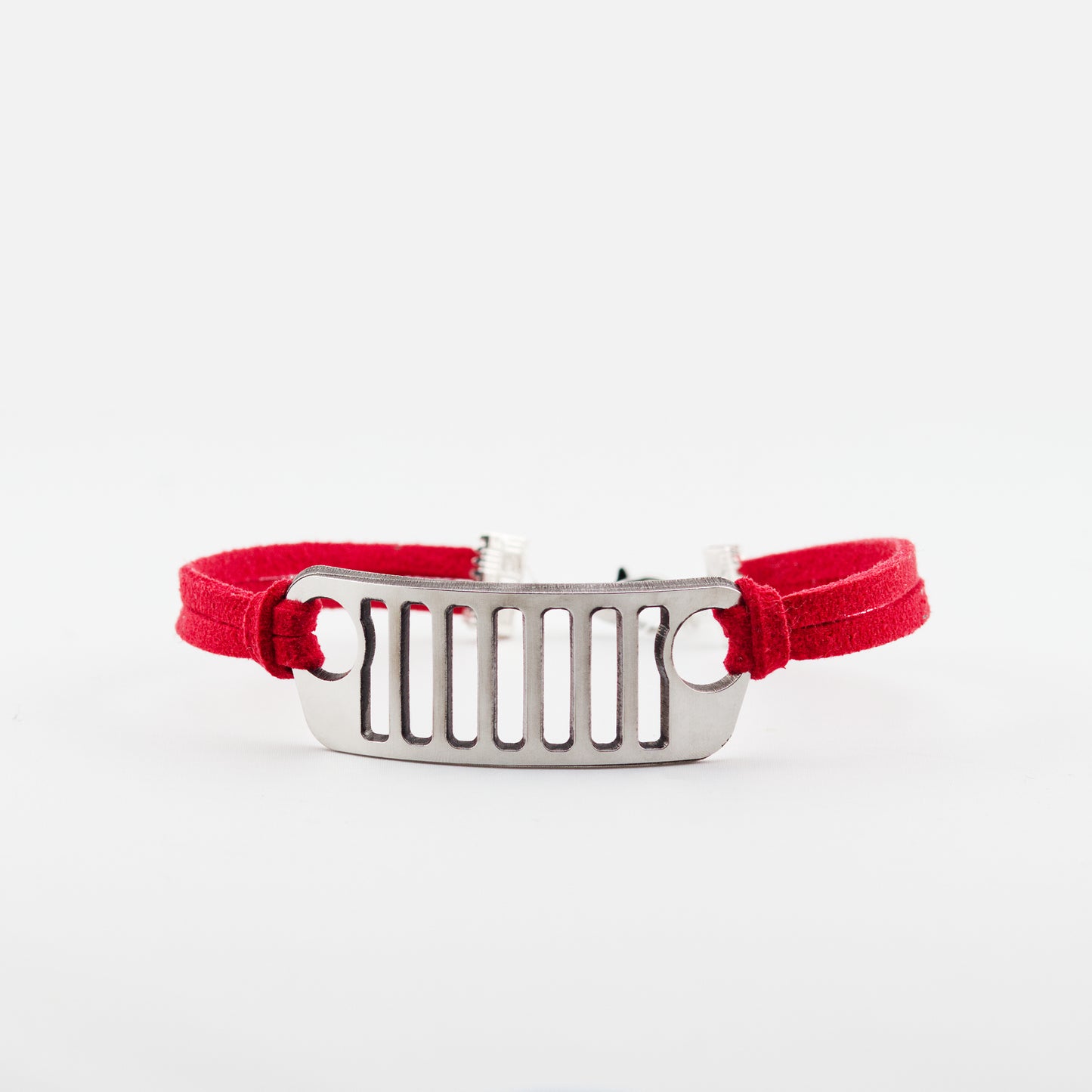 Jeep Grill Stainless Steel and Suede Bracelet - Red