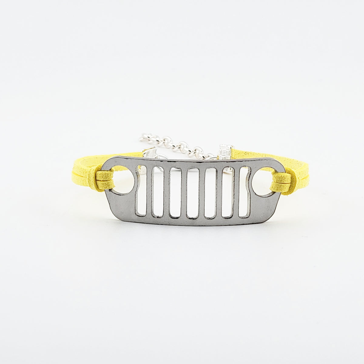 Jeep Grill Stainless Steel and Suede Bracelet - Yellow