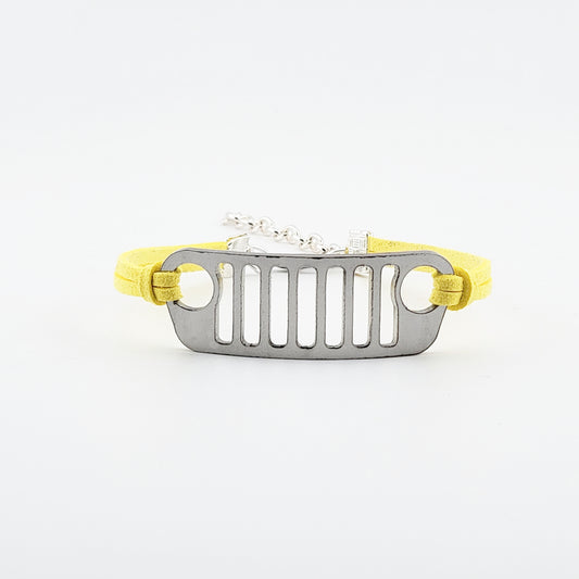 Jeep Grill Stainless Steel and Suede Bracelet - Yellow
