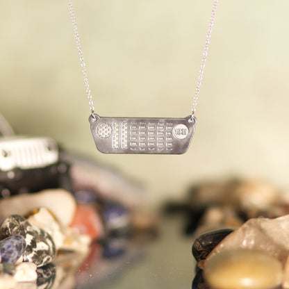 Jeep JL Grill with American Flag Stainless Steel Necklace