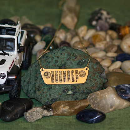 Jeep JL Grill with Ocean to Mountains Brass Necklace