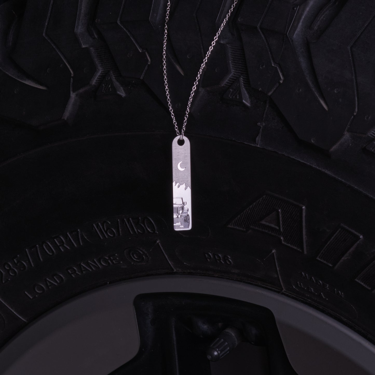 Jeep Under Moon Light Stainless Steel Pendant Necklace