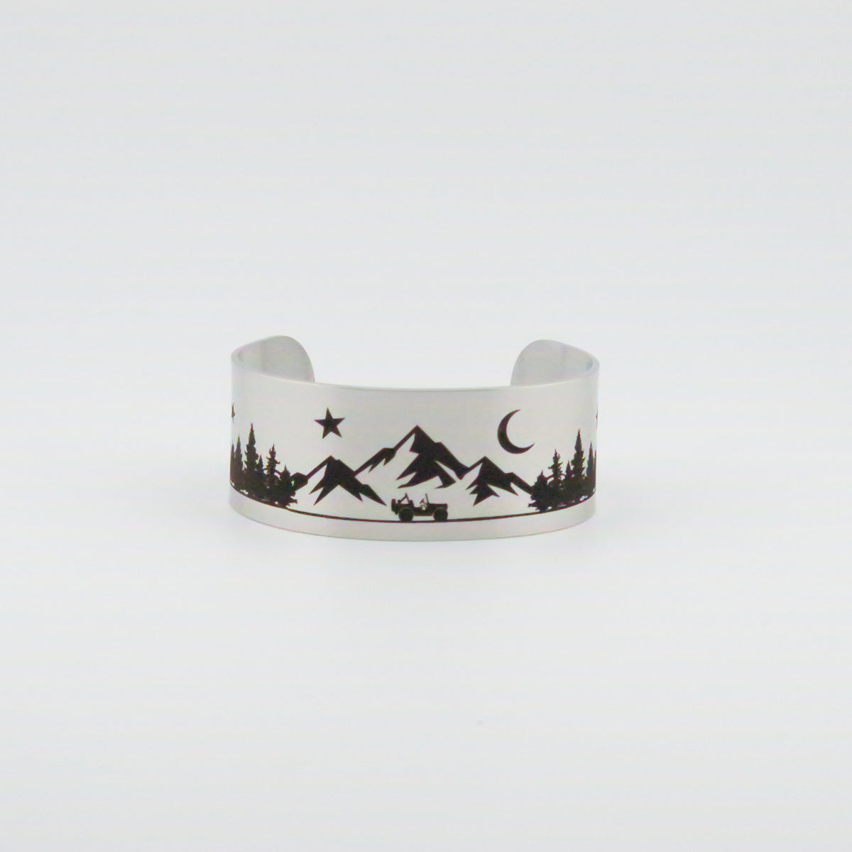 Jeeping in the Mountains Stainless Steel Wide Bracelet