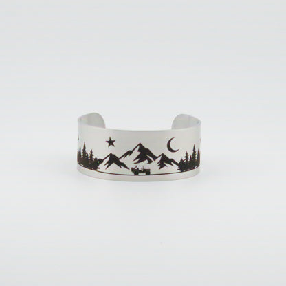 Jeeping in the Mountains Stainless Steel Wide Bracelet