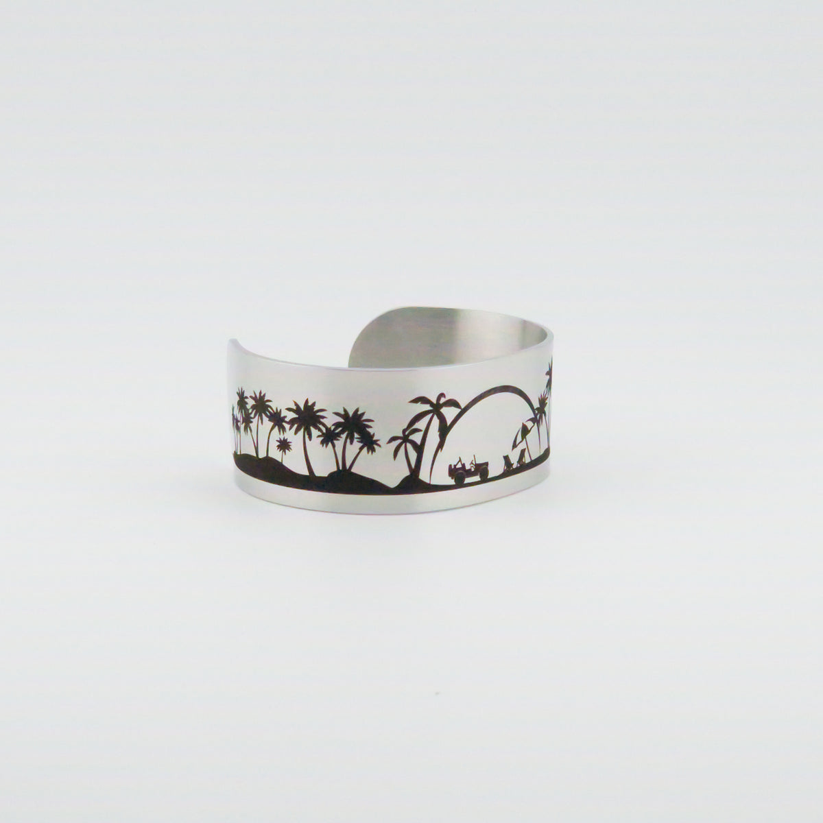Jeeping at the Beach Stainless Steel Wide Bracelet