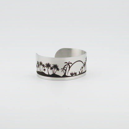 Jeeping at the Beach Stainless Steel Wide Bracelet