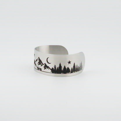 Jeeping in the Mountains Stainless Steel Wide Bracelet