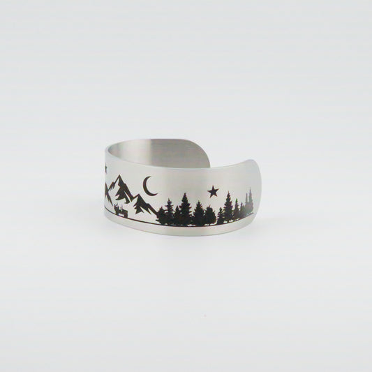 Jeeping in the Mountains Stainless Steel Wide Bracelet