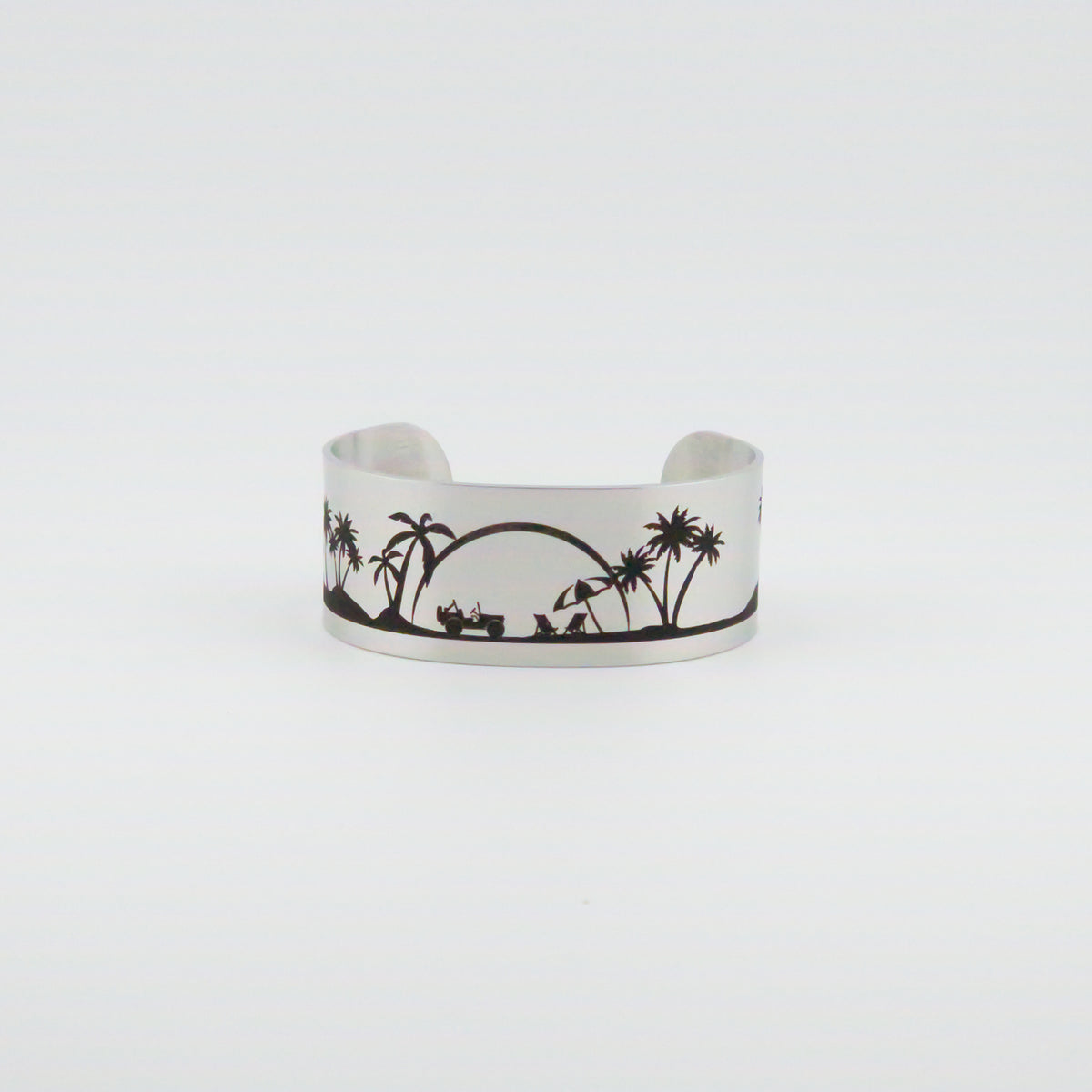 Jeeping at the Beach Stainless Steel Wide Bracelet
