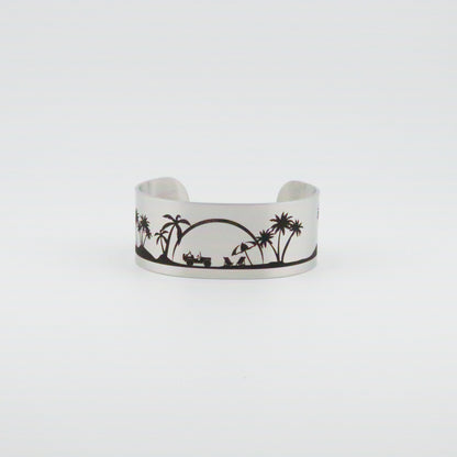 Jeeping at the Beach Stainless Steel Wide Bracelet