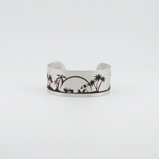 Jeeping at the Beach Stainless Steel Wide Bracelet