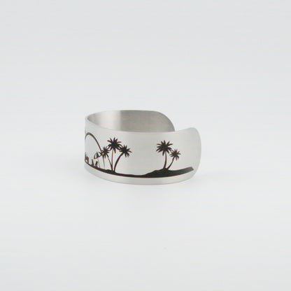 Jeeping at the Beach Stainless Steel Wide Bracelet