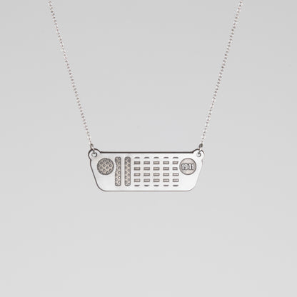 Jeep JL Grill with American Flag Stainless Steel Necklace