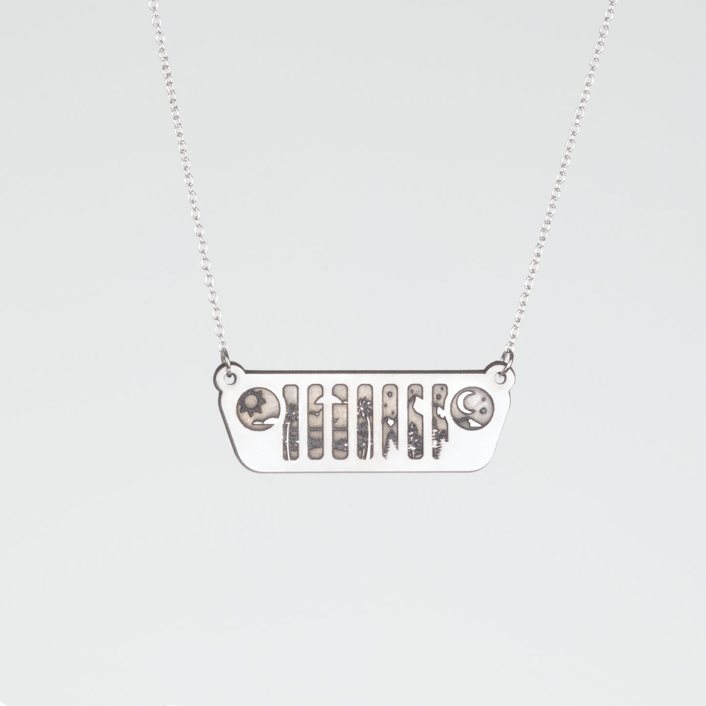 Jeep JL Grill with Ocean to Mountains Stainless Steel Necklace